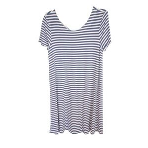 Talbots Blue White Striped Tie Back‎ Short Sleeve T-Shirt Dress Sz MP